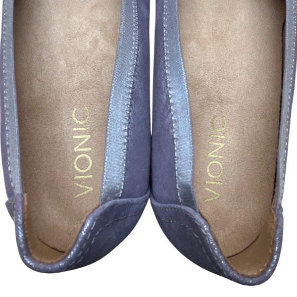 Vionic Women’s Metallic Purple Snake Print Slip-On Caroll Ballet Flats Size 5