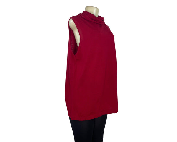 Valerie Stevens Womens Red Merino Wool Sleeveless Cowl Neck Sweater Size 2X New