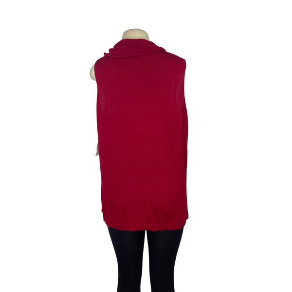 Valerie Stevens Womens Red Merino Wool Sleeveless Cowl Neck Sweater Size 2X New