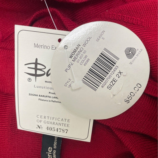 Valerie Stevens Womens Red Merino Wool Sleeveless Cowl Neck Sweater Size 2X New