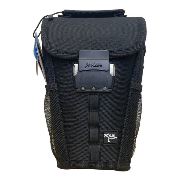 FlexSafe Anti-Theft Black Mesh Pockets Aqua Vault With Lock Zipper Travel Bag