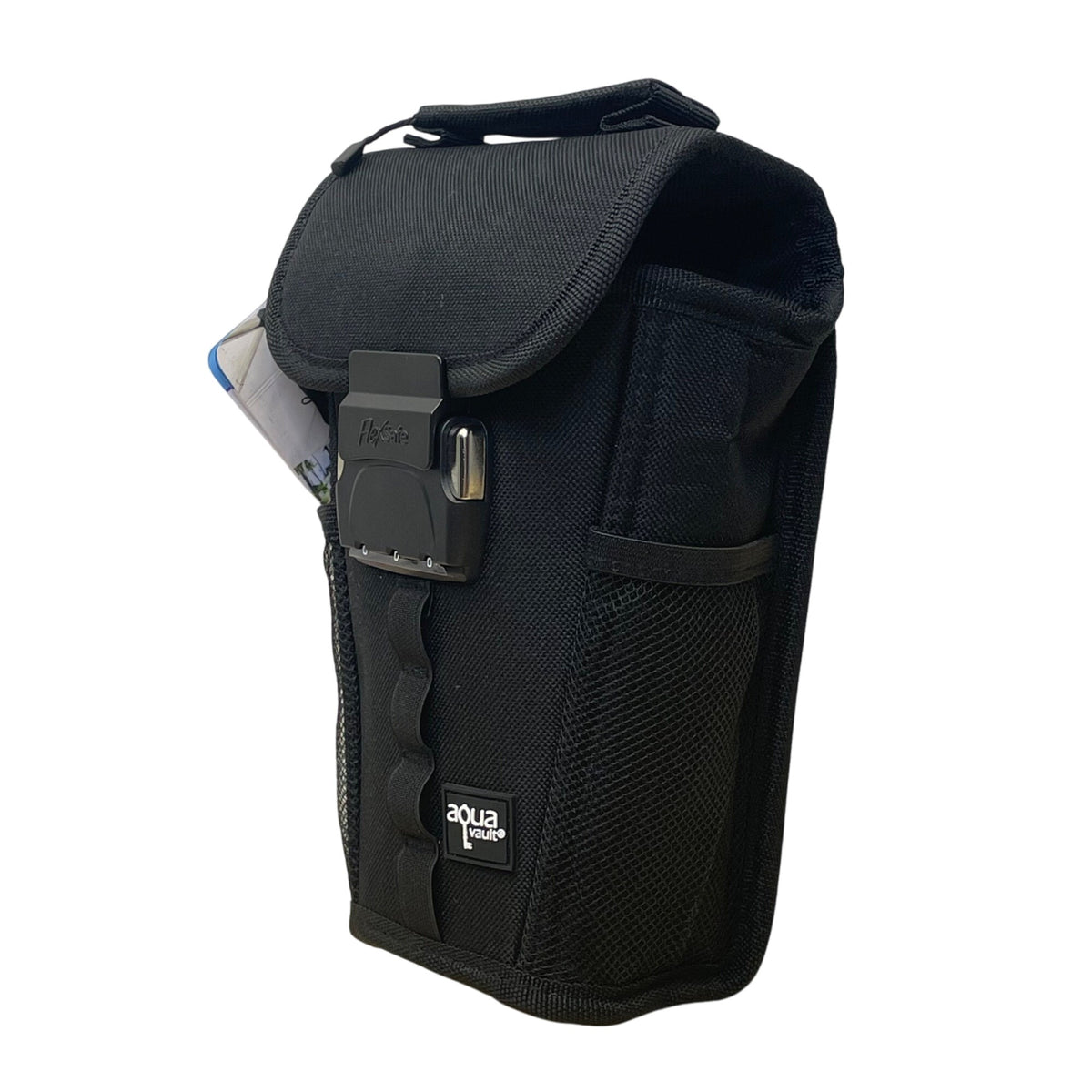 FlexSafe Anti-Theft Black Mesh Pockets Aqua Vault With Lock Zipper Travel Bag