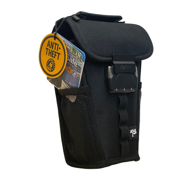 FlexSafe Anti-Theft Black Mesh Pockets Aqua Vault With Lock Zipper Travel Bag