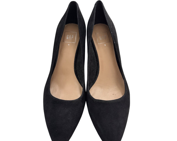 Gap Women Black Suede Pointed-Toe Classic Heels Size 8 Stylish Pumps Comfortable Fit