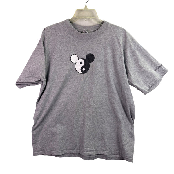 Walt Disney Mens Gray Cotton T-Shirt Yin Yang Mickey Mouse Graphic Size XL