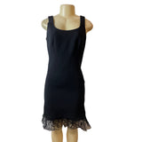Teri Jon Black Sleeveless Lace Hem Sheath Knee Length Dress Size 4