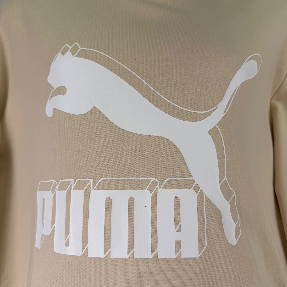 Puma Mens Beige Cotton Logo Crewneck Sweatshirt Casual Pullover Sz XXL