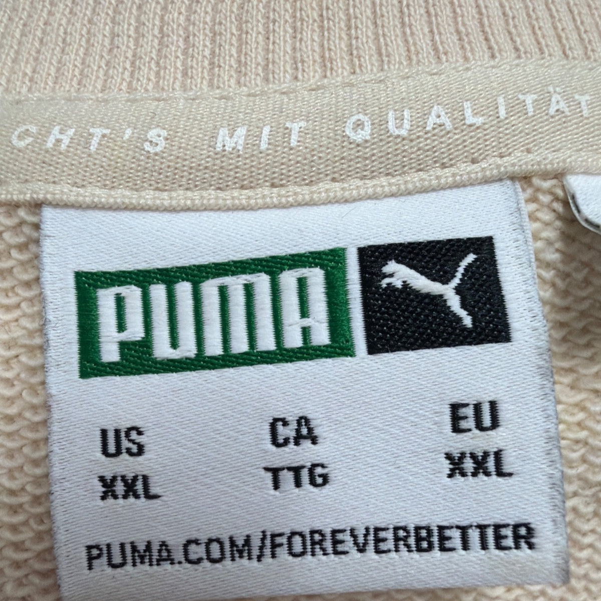 Puma Mens Beige Cotton Logo Crewneck Sweatshirt Casual Pullover Sz XXL