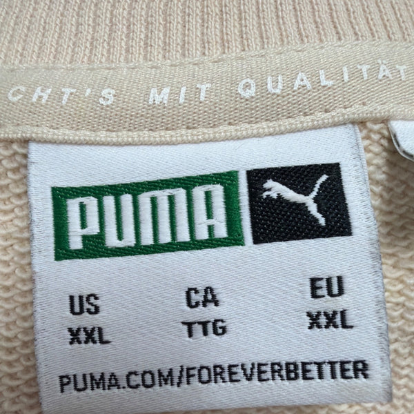 Puma Mens Beige Cotton Logo Crewneck Sweatshirt Casual Pullover Sz XXL