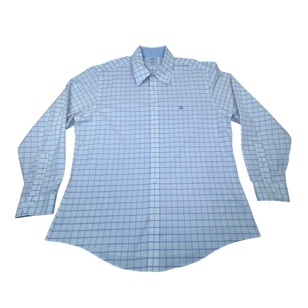 Brooks Brothers Mens Lavender/White Regent Fit Plaid Dress Shirt Sz XL