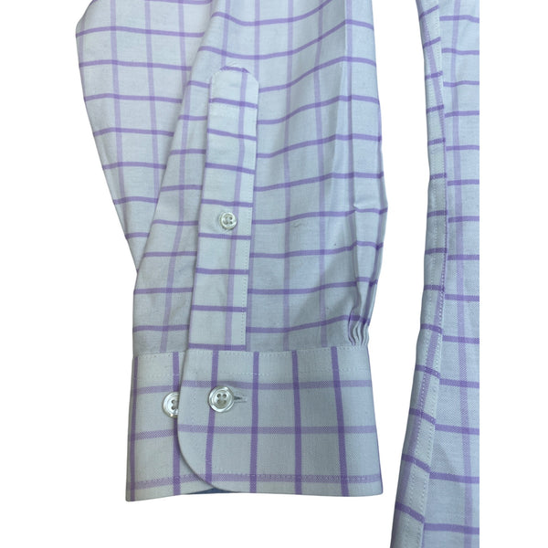Brooks Brothers Mens Lavender/White Regent Fit Plaid Dress Shirt Sz XL