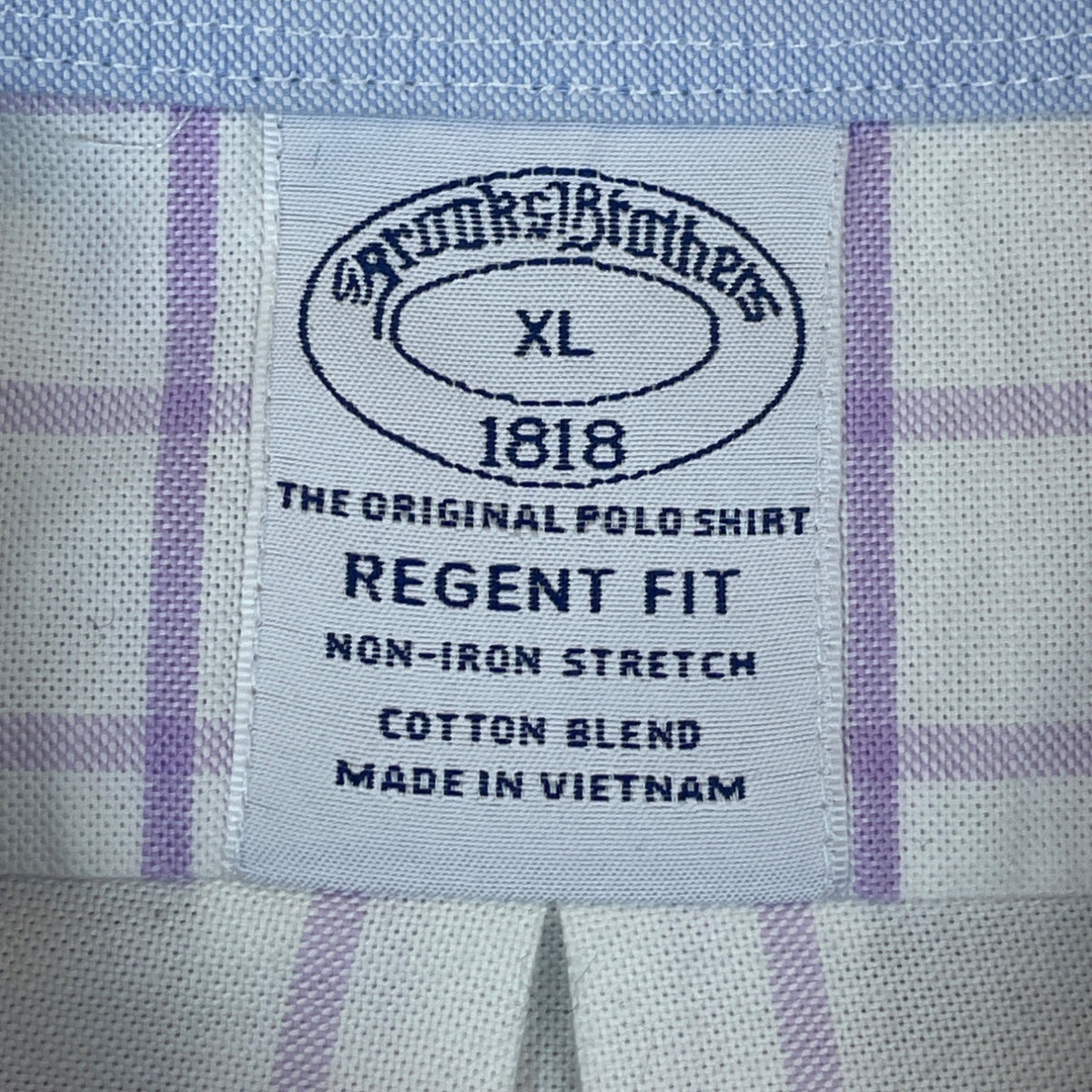 Brooks Brothers Mens Lavender/White Regent Fit Plaid Dress Shirt Sz XL