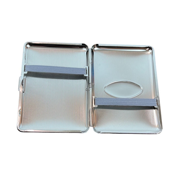 Stephanie Silver Tone With Elastic Straps Women Cigarette Case Sz S