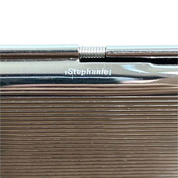 Stephanie Silver Tone With Elastic Straps Women Cigarette Case Sz S