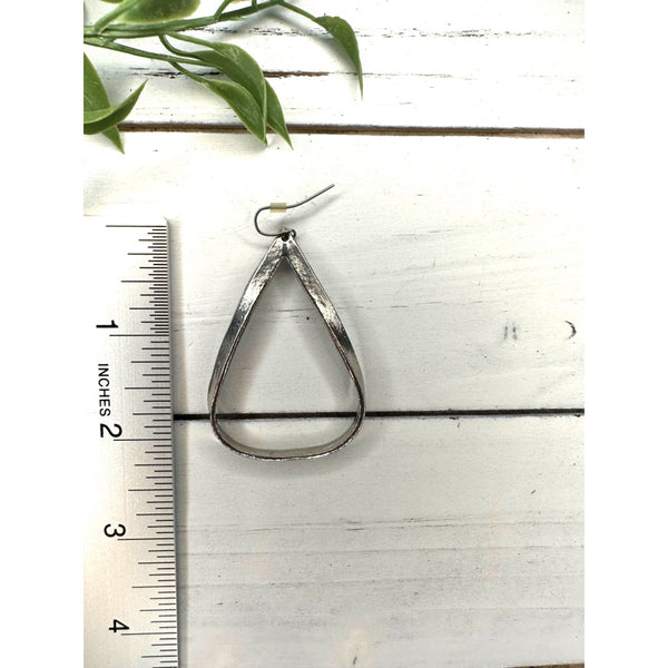 Teardrop Silver Tone Hoop Earrings