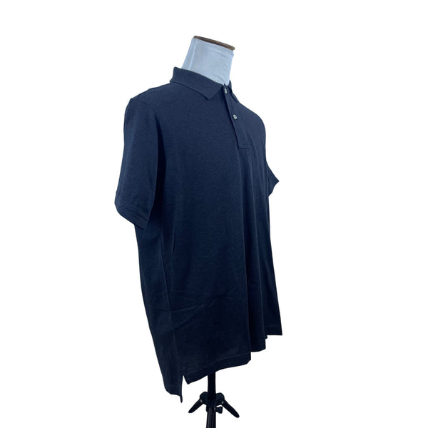 Saks Fifth Avenue Mens Charcoal Grey Heather Polo Shirt Short Sleeve Size L -New