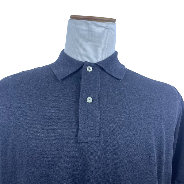 Saks Fifth Avenue Mens Charcoal Grey Heather Polo Shirt Short Sleeve Size L -New