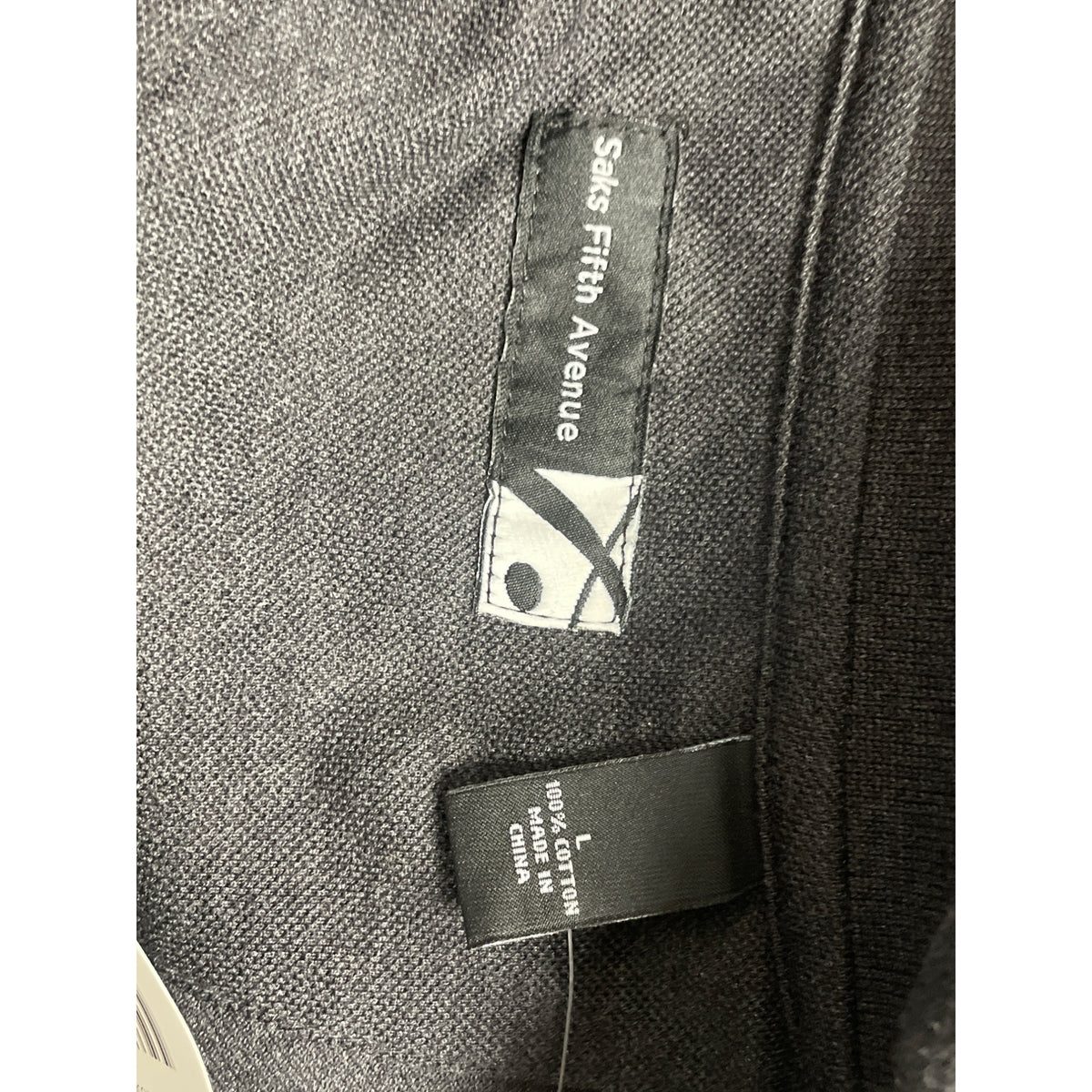 Saks Fifth Avenue Mens Charcoal Grey Heather Polo Shirt Short Sleeve Size L -New