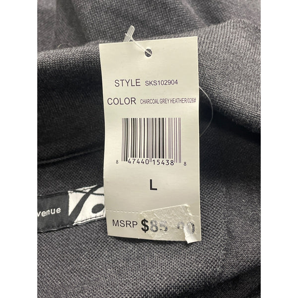 Saks Fifth Avenue Mens Charcoal Grey Heather Polo Shirt Short Sleeve Size L -New