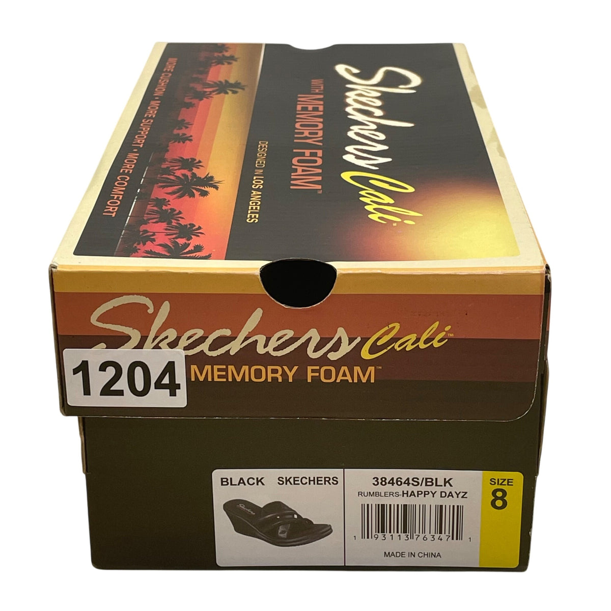 Skechers Women’s Black Memory Foam Rumblers-Happy Dayz Wedge Sandals Size 8