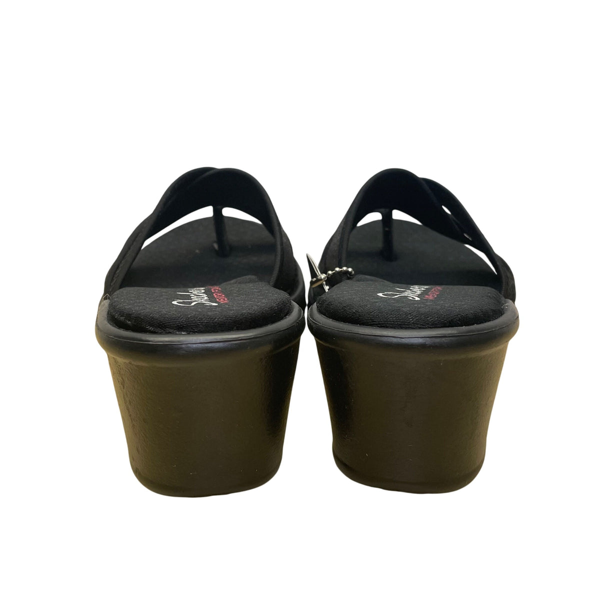 Skechers Women’s Black Memory Foam Rumblers-Happy Dayz Wedge Sandals Size 8