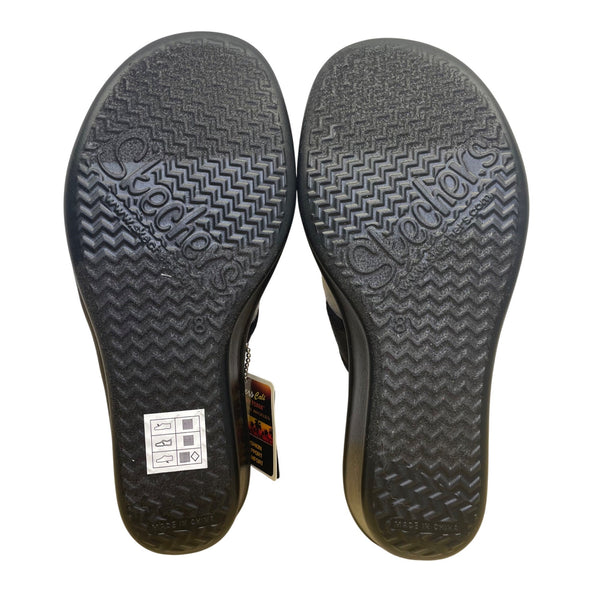 Skechers Women’s Black Memory Foam Rumblers-Happy Dayz Wedge Sandals Size 8