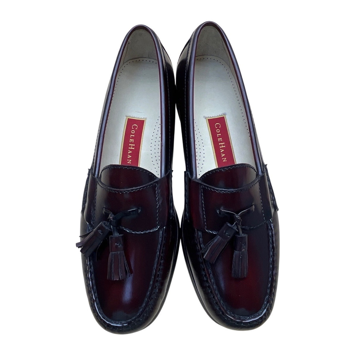 Cole Haan Mens Burgundy Leather Tassel Classic Slip-On Dress Loafers Size 9D-New