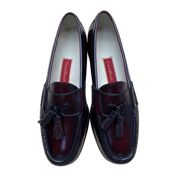 Cole Haan Mens Burgundy Leather Tassel Classic Slip-On Dress Loafers Size 9D-New