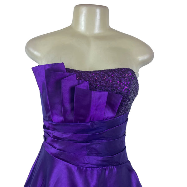 Teeze Me Purple Strapless Short Party Dress With Sequins & Bow Size 1