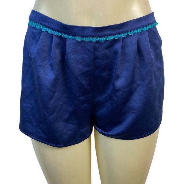Flora Nikrooz 2-Piece Pajama Set Navy Blue Button-Up Top & Shorts Sz M - New
