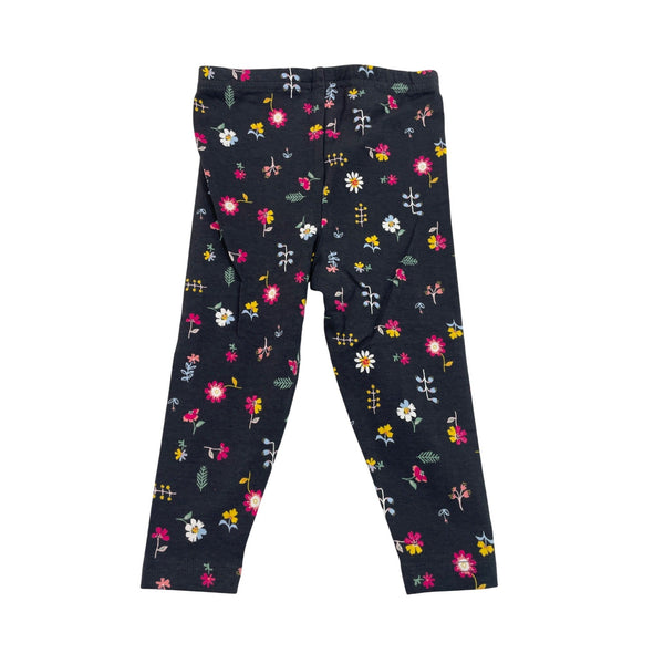 Carters Baby Girl Floral Print Leggings Black With Multicolor Flowers 18M- New