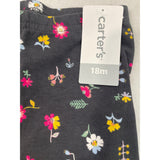 Carters Baby Girl Floral Print Leggings Black With Multicolor Flowers 18M- New