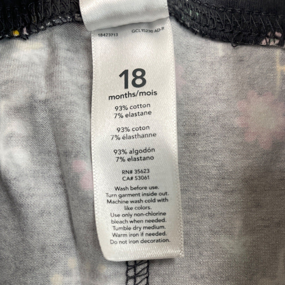 Carters Baby Girl Floral Print Leggings Black With Multicolor Flowers 18M- New