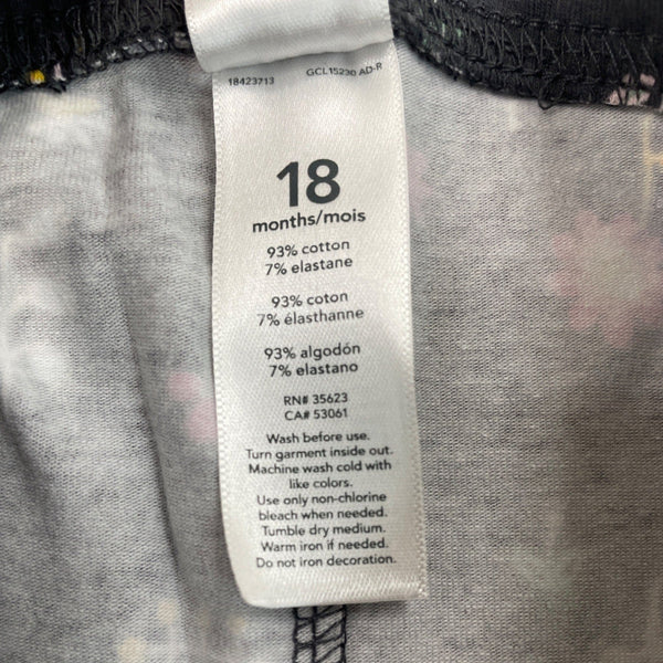 Carters Baby Girl Floral Print Leggings Black With Multicolor Flowers 18M- New
