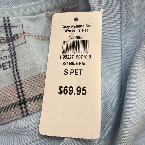 L.L.Bean Women’s Light Blue Henley Shirt & Plaid Pajama Pants Set Size S - New
