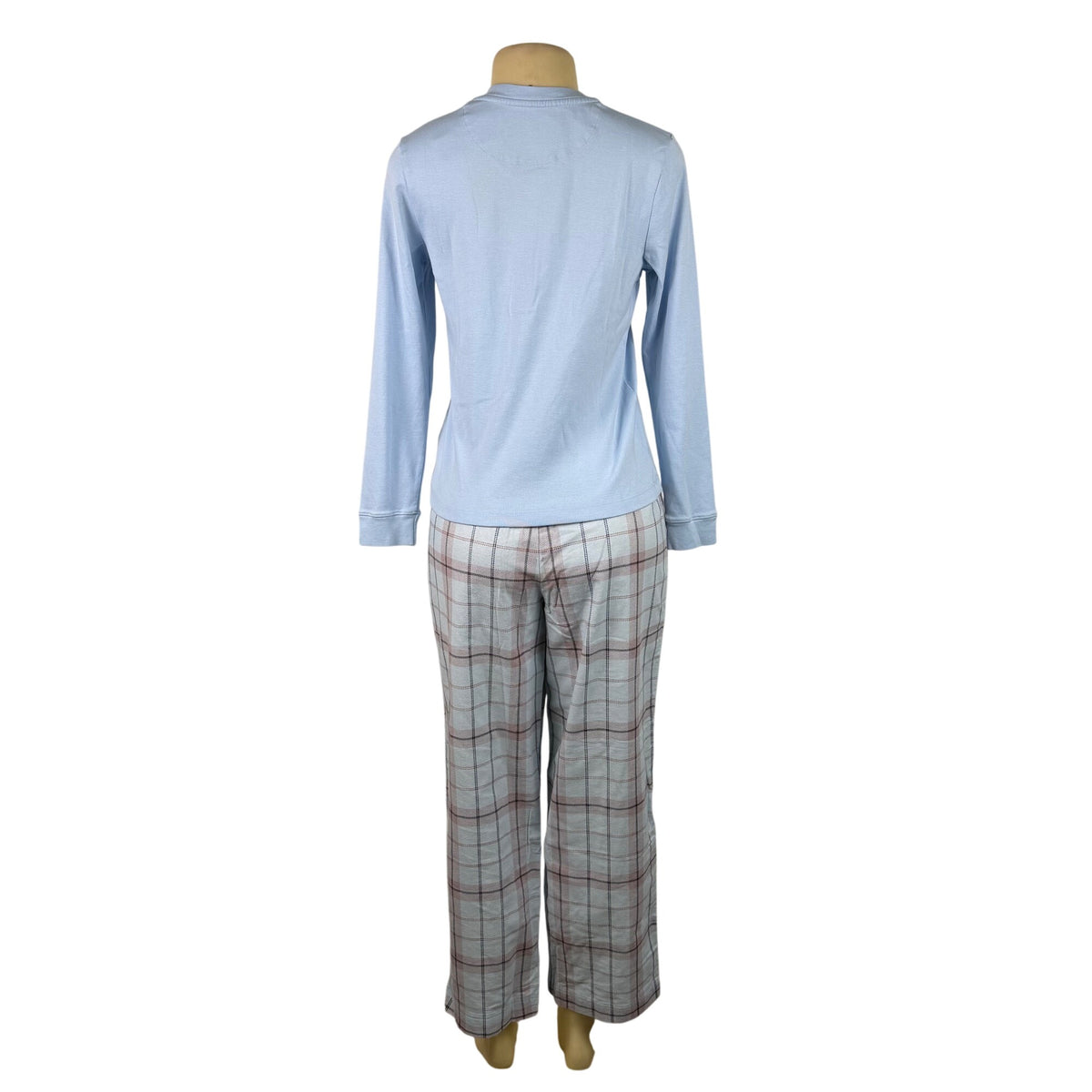 L.L.Bean Women’s Light Blue Henley Shirt & Plaid Pajama Pants Set Size S - New