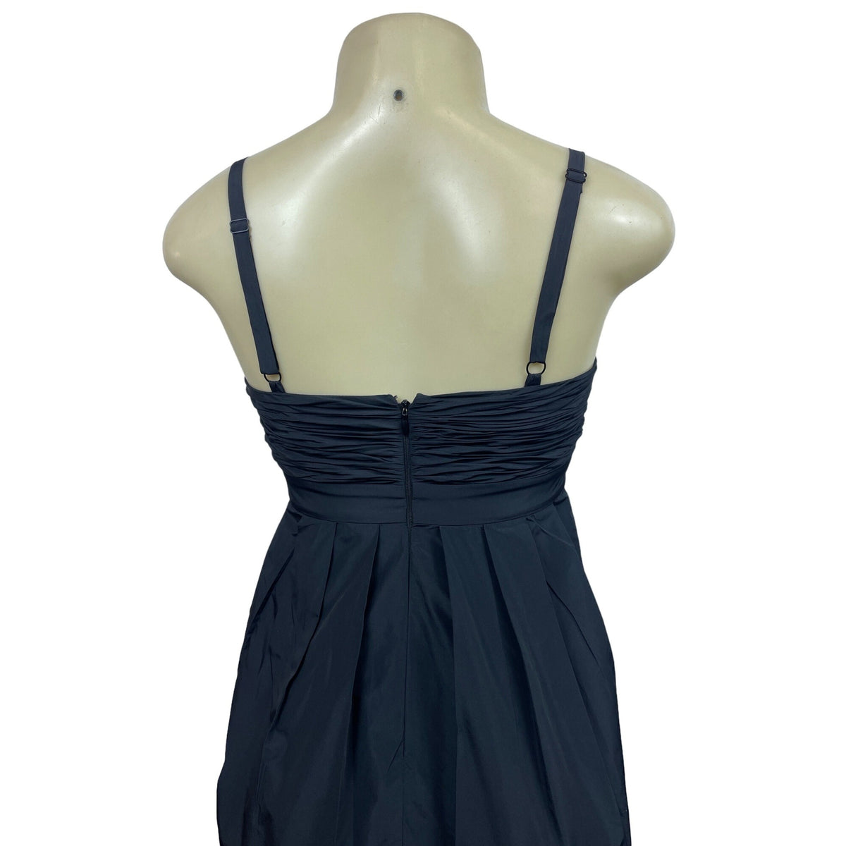 Strapless Black Party Dress With Ruched Bodice & Beaded Appliqué Skirt New