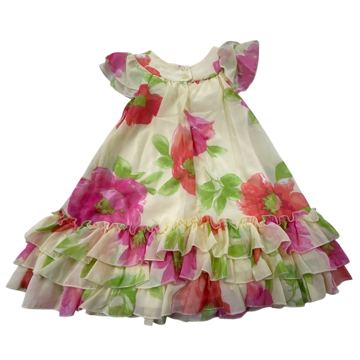 Jona Michelle Girls Ivory Floral Dress Sleeveless Fit & Flare Size 3T - New
