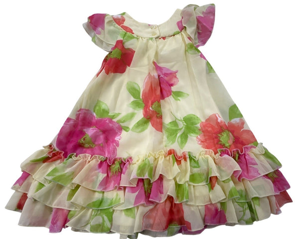 Jona Michelle Girls Ivory Floral Dress Sleeveless Fit & Flare Size 3T - New