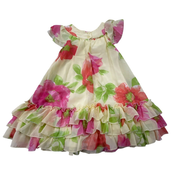 Jona Michelle Girls Ivory Floral Dress Sleeveless Fit & Flare Size 3T - New