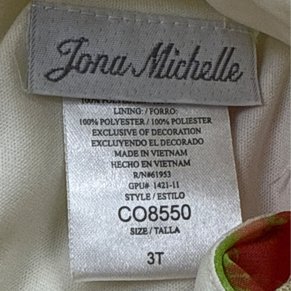 Jona Michelle Girls Ivory Floral Dress Sleeveless Fit & Flare Size 3T - New