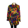 Galinda Wang Women's Multicolor Abstract Button-Up Blouse Size 16W