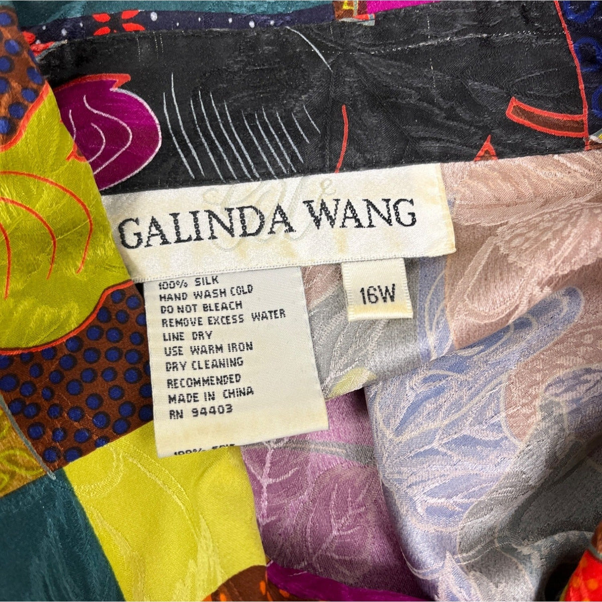 Galinda Wang Women's Multicolor Abstract Button-Up Blouse Size 16W