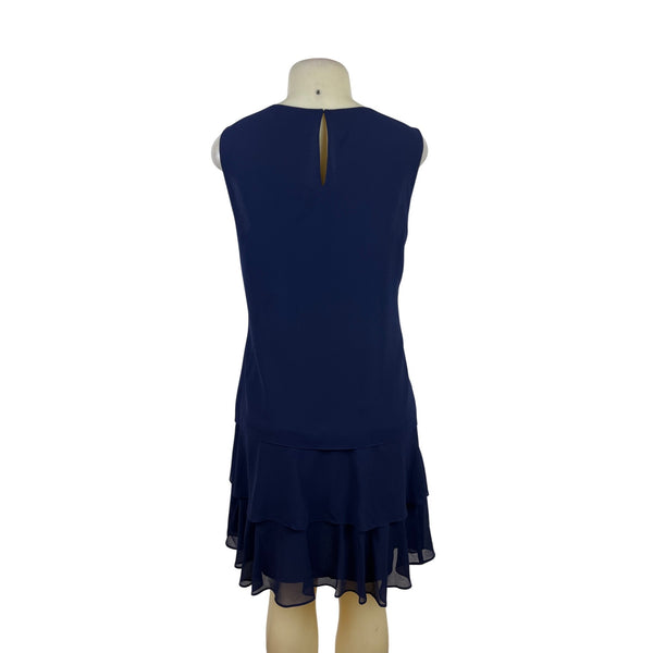 Ralph Lauren Womens Sleeveless Blue Chiffon Layered Dress Knee-Length Sz 8 - New