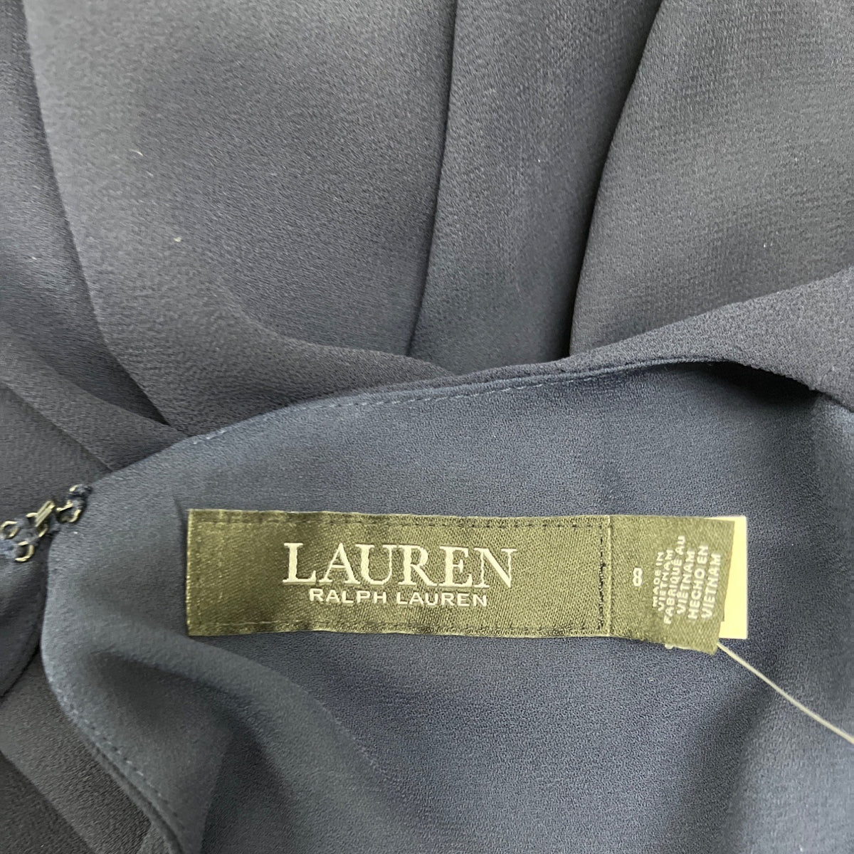 Ralph Lauren Womens Sleeveless Blue Chiffon Layered Dress Knee-Length Sz 8 - New