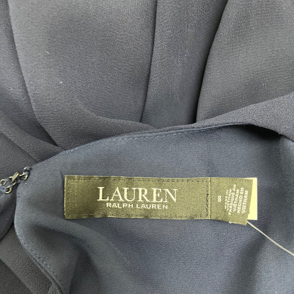 Ralph Lauren Womens Sleeveless Blue Chiffon Layered Dress Knee-Length Sz 8 - New