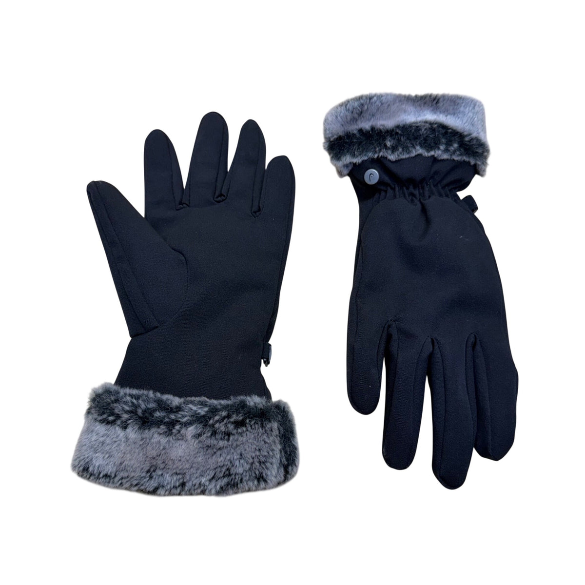 Black Faux Fur Trim Womens Winter Gloves Warm Fleece Lined Fashion Cold Weather Wear OS