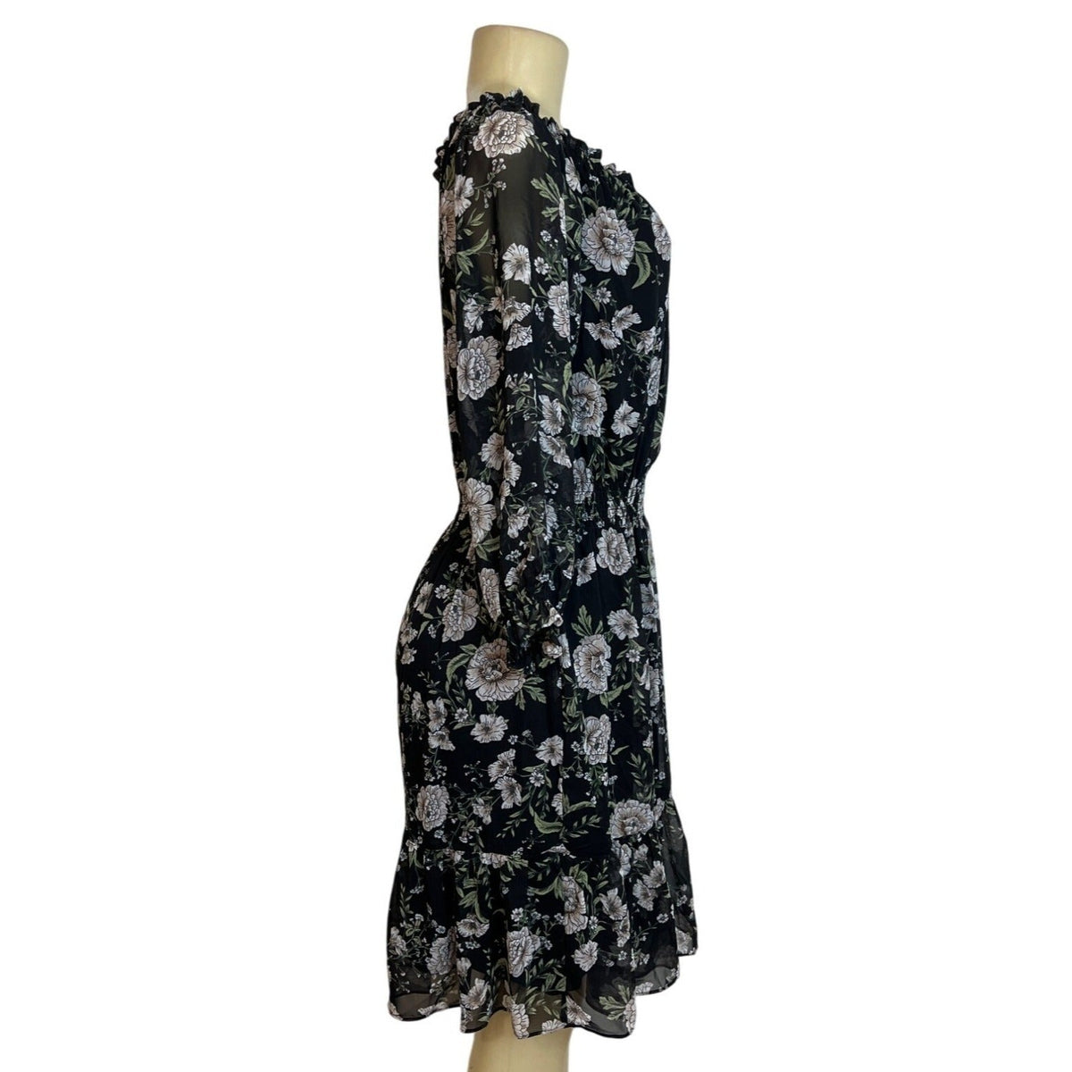 Bar III Womens Floral Black & White Polyester Dress Size L- New