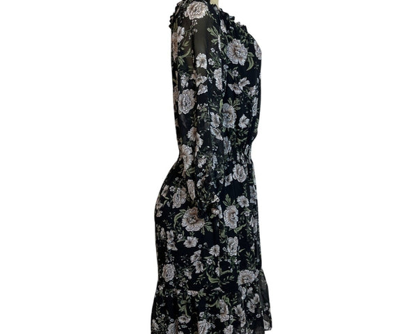 Bar III Womens Floral Black & White Polyester Dress Size L- New