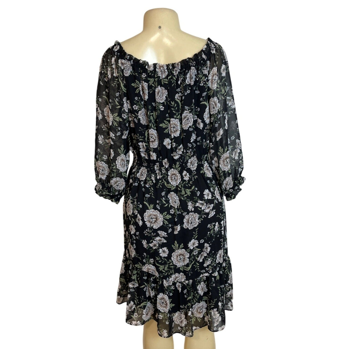 Bar III Womens Floral Black & White Polyester Dress Size L- New